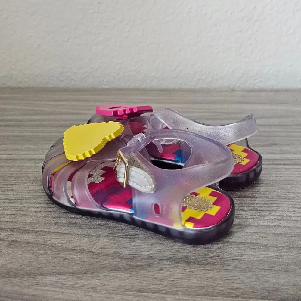 Mini Melissa Emoji Sandals Clear Jelly Yellow Pink Toddler Little Kids USA 7